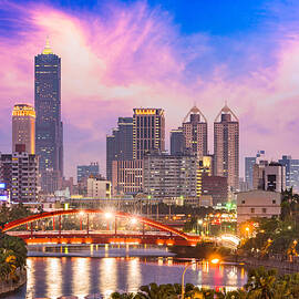 Kaohsiung, Taiwan Skyline At Twilight by Sean Pavone