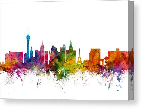 Las Vegas Nevada Skyline #1 Canvas Art Print by Michael Tompsett