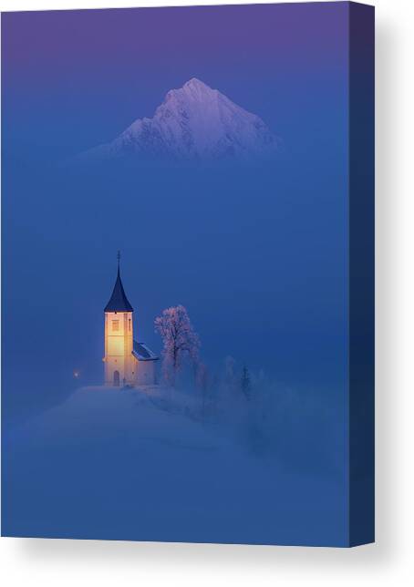 Misty church #1 Canvas Art Print by Piotr Skrzypiec