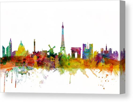 Paris France Skyline #1 Canvas Art Print by Michael Tompsett