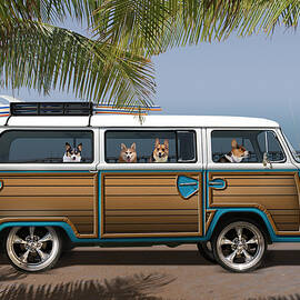 Postcards from Otis - Beach Corgis by Mike McGlothlen