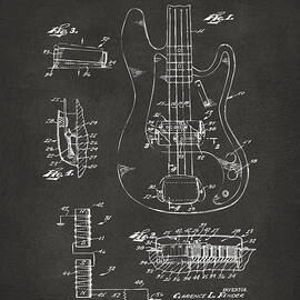1961 Fender Guitar Patent Artwork - Gray by Nikki Marie Smith