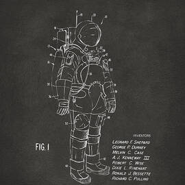 1973 Space Suit Patent Inventors Artwork - Gray by Nikki Marie Smith