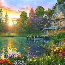 Fishing at Sunset by Dominic Davison