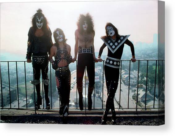 Kiss Portrait Session In La #2 Canvas Art Print by Michael Ochs Archives