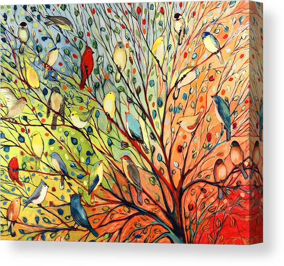 27 Birds Canvas Art Print by Jennifer Lommers