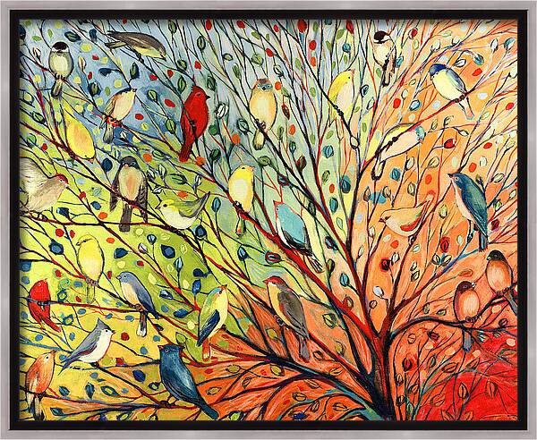 27 Birds Framed Canvas Print