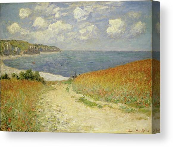 Path in the Wheat at Pourville Canvas Art Print by Claude Monet