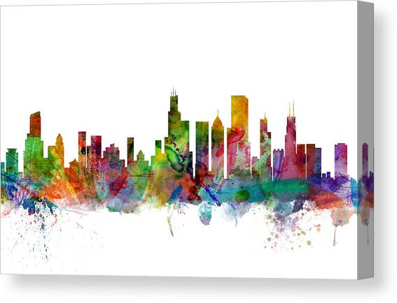 Chicago Illinois Skyline #6 Canvas Art Print by Michael Tompsett