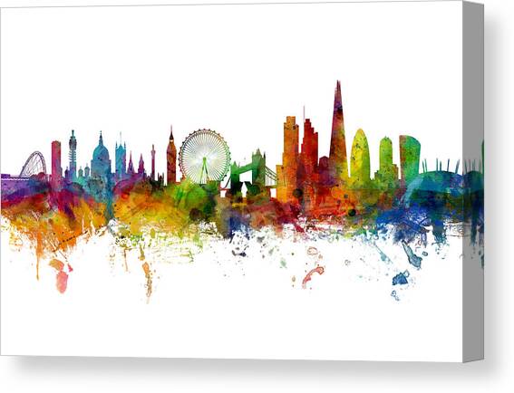 London England Skyline #88 Canvas Art Print by Michael Tompsett