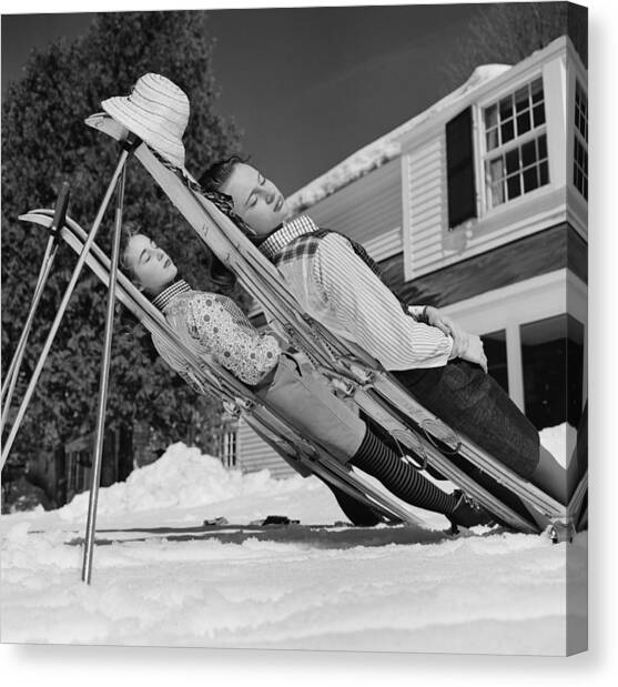 New England Skiing #9 Canvas Art Print by Slim Aarons
