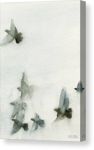 A Flock of Pigeons 1 Watercolor Painting of Birds Canvas Art Print by Beverly Brown
