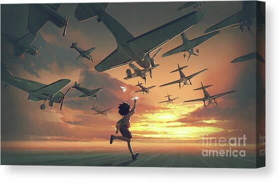 A Kid With The Big Dream Canvas Art Print by Tithi Luadthong