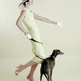 A Model Walking A Dog by Richard Rutledge
