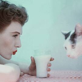A Model With A Cat by Richard Rutledge