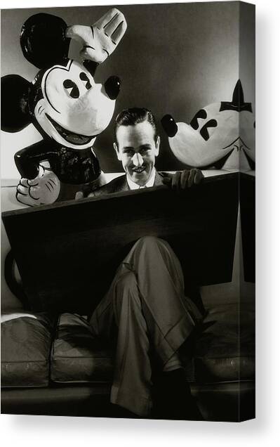 A Portrait Of Walt Disney With Mickey And Minnie Canvas Art Print by Edward Steichen