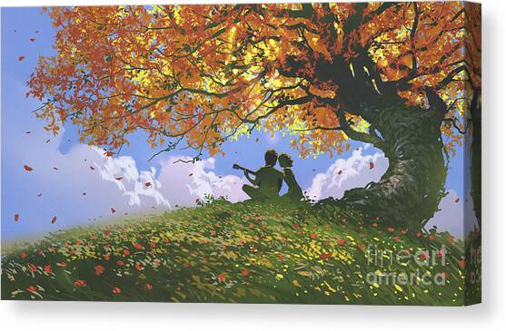 A Song For Us In Autumn Canvas Art Print by Tithi Luadthong