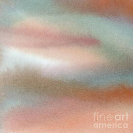 abstract tan, orange, turquoise, white watercolor by Sharon Freeman