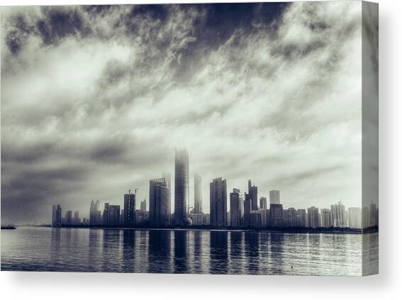 Abu Dhabi Skyline Canvas Art Print by Mohamed Kazzaz