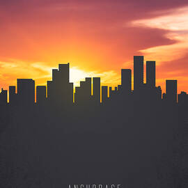 Anchorage Alaska Sunset Skyline 01 by Aged Pixel