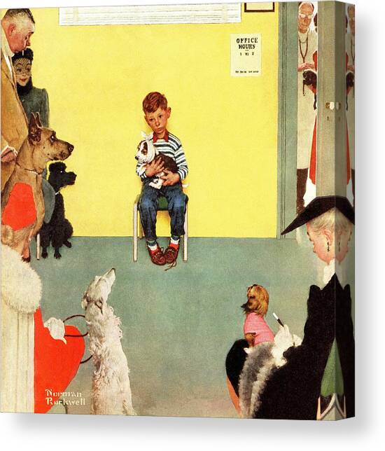 At The Vets Canvas Art Print by Norman Rockwell