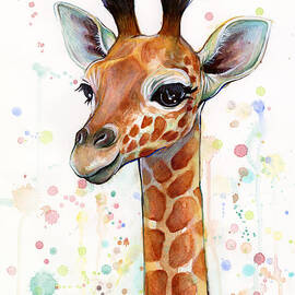 Baby Giraffe Watercolor  by Olga Shvartsur
