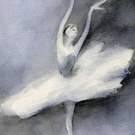 Ballerina in White Tutu Watercolor Painting by Beverly Brown