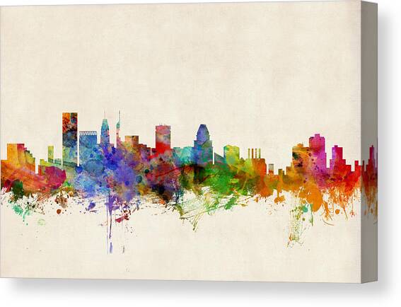 Baltimore Maryland Skyline Canvas Art Print by Michael Tompsett