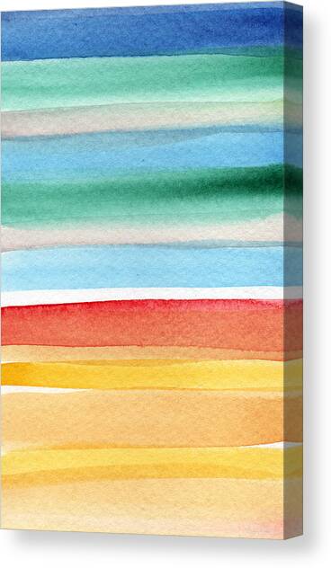 Beach Blanket- colorful abstract painting Canvas Art Print by Linda Woods