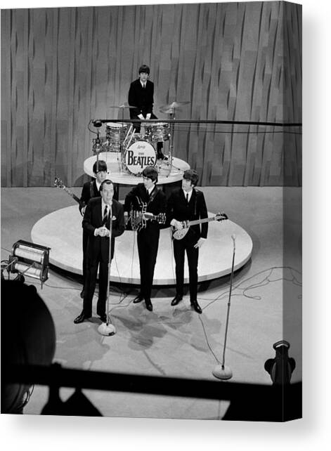Beatles On Ed Sullivan Show Canvas Art Print by Popperfoto