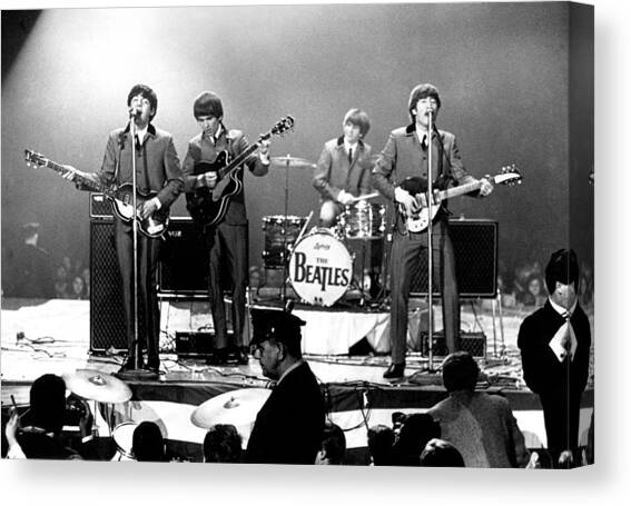 Beatles Perform In Washington, D.c Canvas Art Print by Michael Ochs Archives