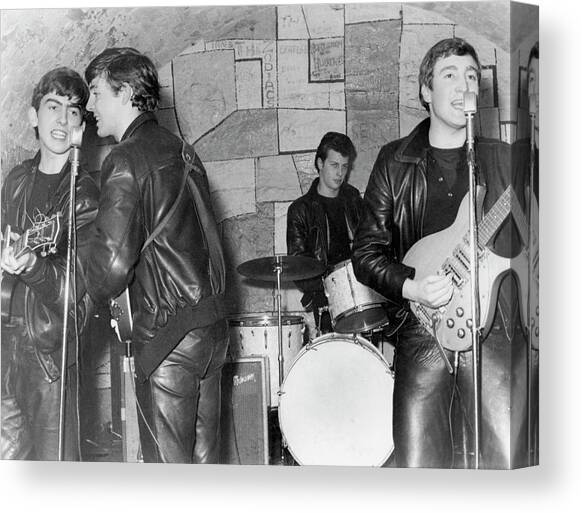 Beatles Performing At The Cavern Club Canvas Art Print by Michael Ochs Archives
