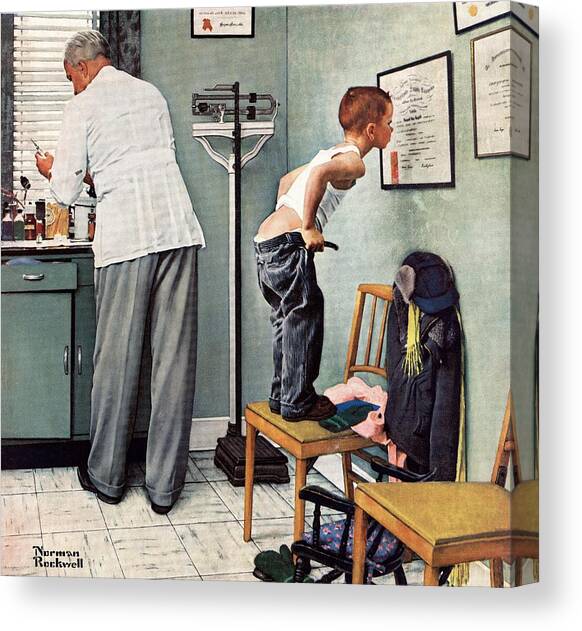 Before The Shot Canvas Art Print by Norman Rockwell
