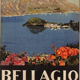 Bellagio, Italy - Centro Lago Di Como - Retro travel Poster - Vintage Poster by Studio Grafiikka