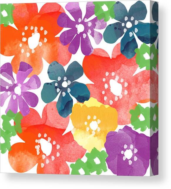 Big Bright Flowers Canvas Art Print by Linda Woods
