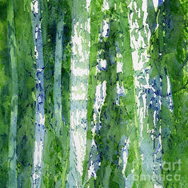 Birch Trees Watercolor Abstract by Sharon Freeman