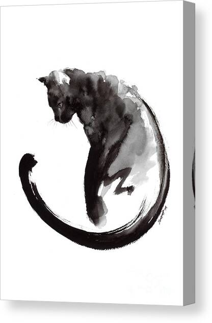 Black Cat Painting, Cat Paintings, Cat Wall Decor, Cat Home Decor, Abstract Cat Print, Cat Poster Canvas Art Print by Mariusz Szmerdt