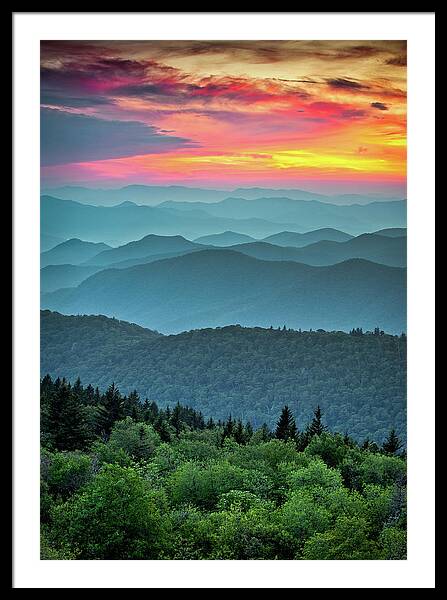 Blue Ridge Parkway Sunset - The Great Blue Yonder Framed Print