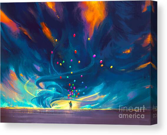 Blue Tornado Canvas Art Print by Tithi Luadthong