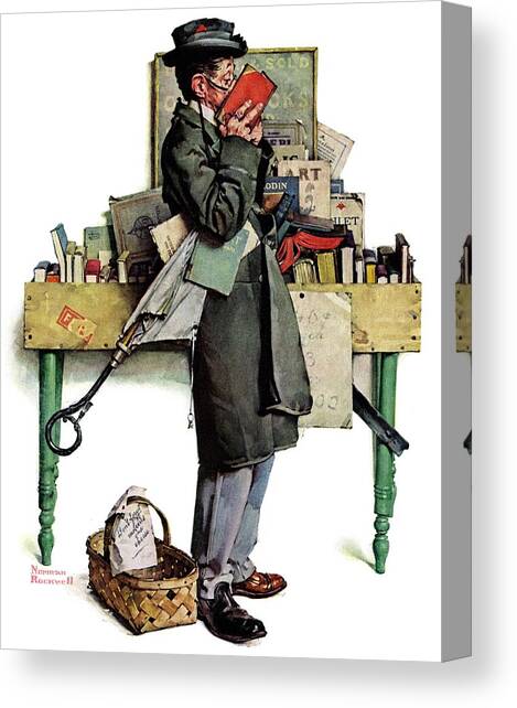Bookworm Canvas Art Print by Norman Rockwell