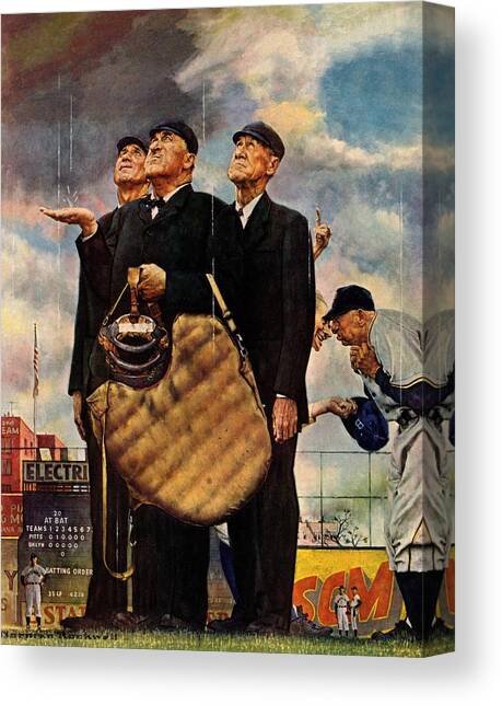 Bottom Of The Sixth Canvas Art Print by Norman Rockwell
