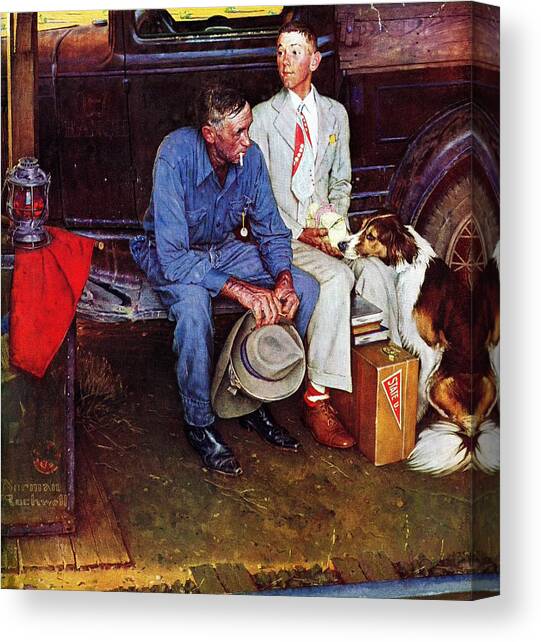 Breaking Home Ties Canvas Art Print by Norman Rockwell
