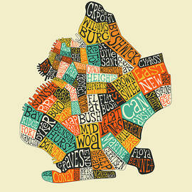 Brooklyn Neighborhoods Map Typography by Jazzberry Blue