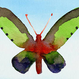 Butterfly Purple and Green Watercolor Art Print by Beverly Brown