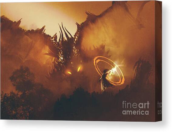 Calling Of The Dragon Canvas Art Print by Tithi Luadthong
