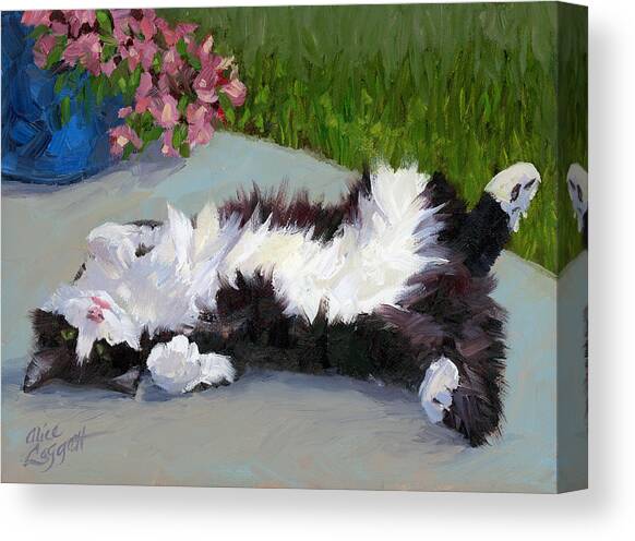 Cat on a Hot Day Canvas Art Print by Alice Leggett