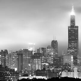 Chicago Skyline Black and White - Illinois - USA by Gregory Ballos