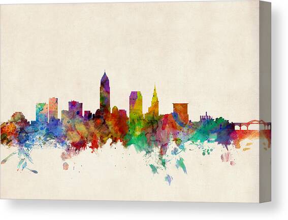 Cleveland Ohio Skyline Canvas Art Print by Michael Tompsett