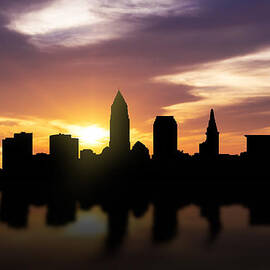 Cleveland Sunset Skyline  by Aged Pixel