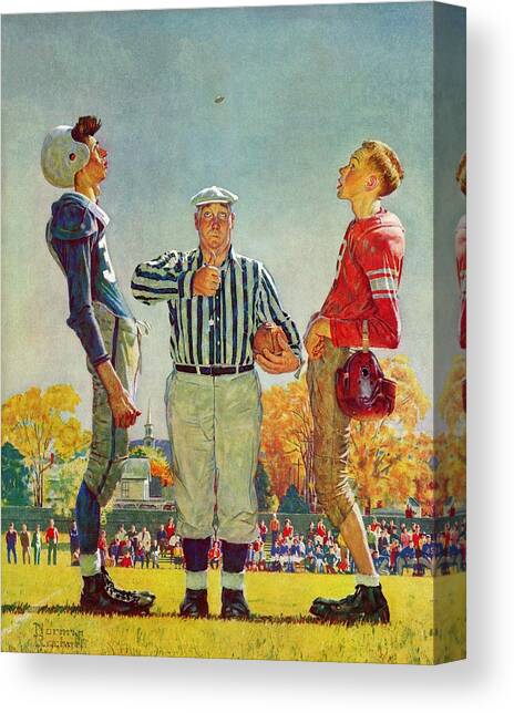 Coin Toss Canvas Art Print by Norman Rockwell